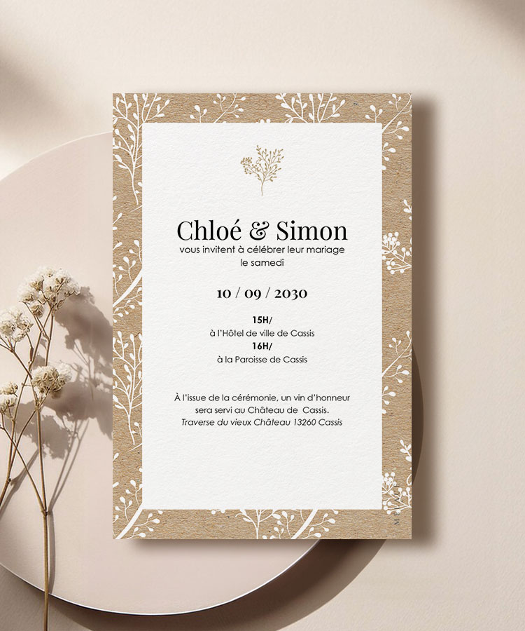 Faire part de mariage Kraft