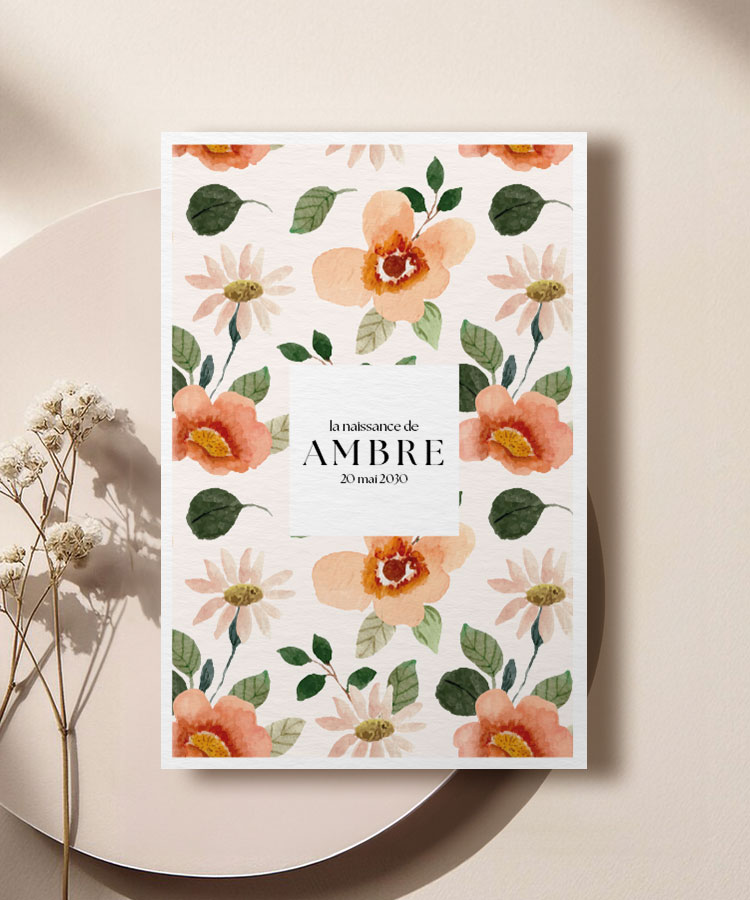 Faire part naissance fleuri