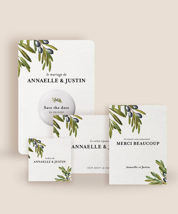 Faire part mariage badge Olivier