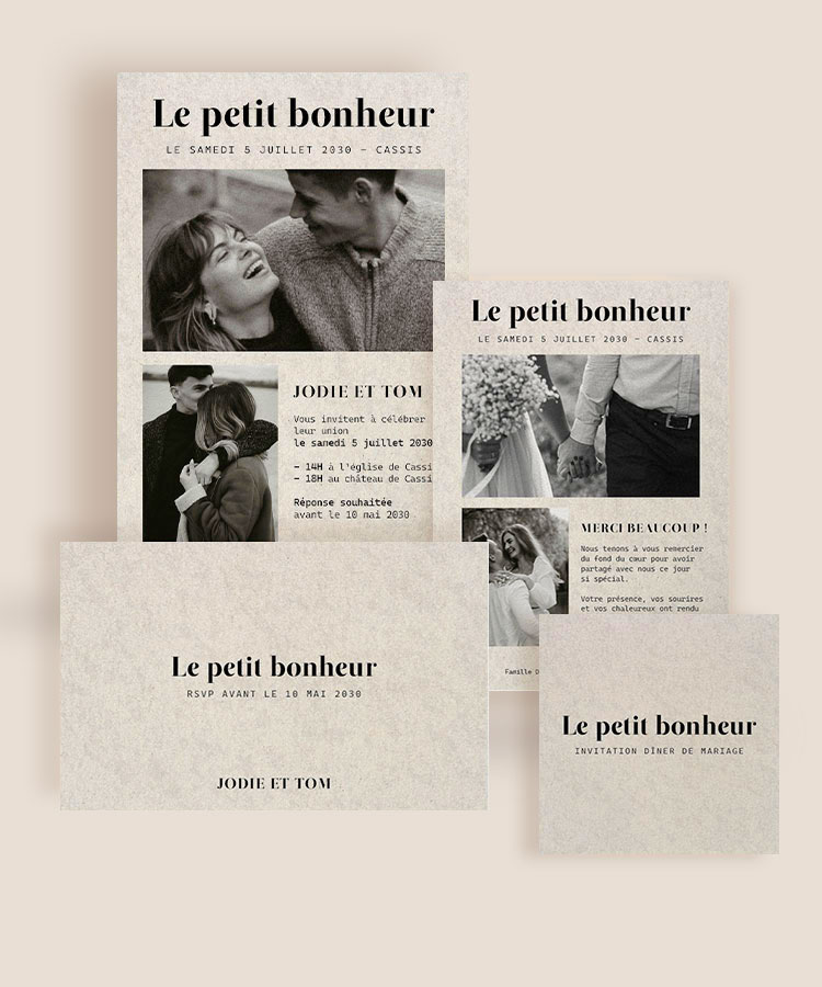 Faire part de mariage journal Vintage