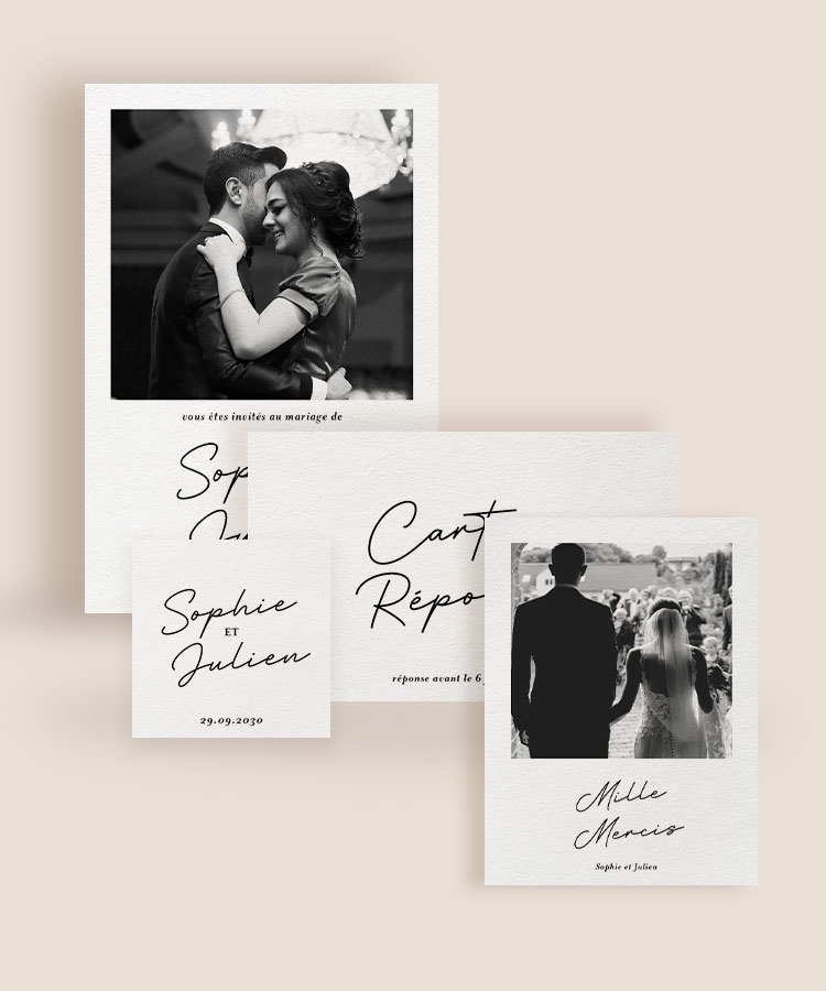 Faire part mariage Noir & Blanc