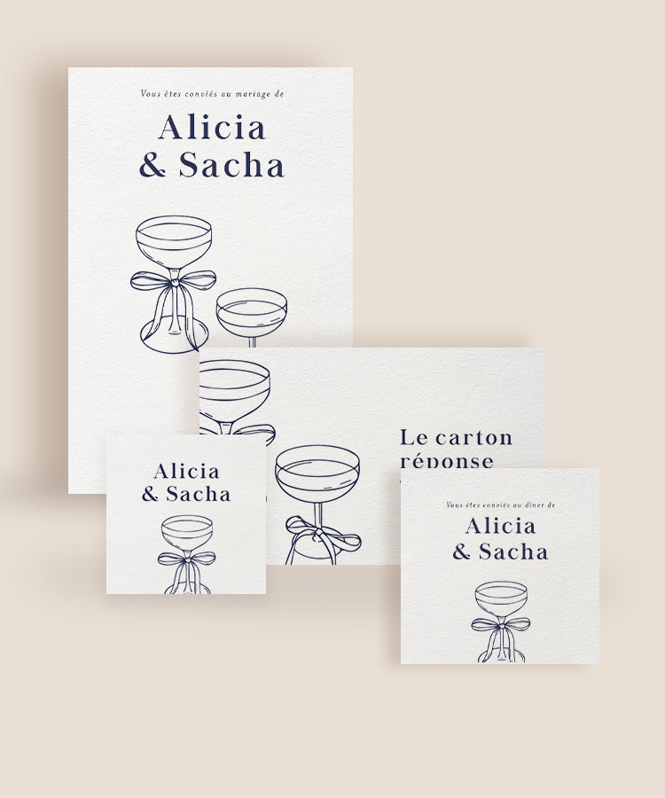 Faire part mariage Chic Coupe Champagne