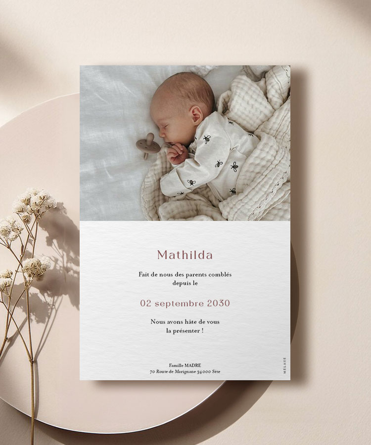 Faire-part de naissance photo pleine page