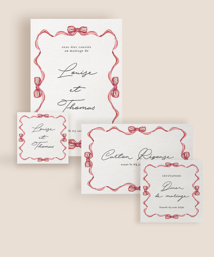 Faire part mariage Nœud et rubans