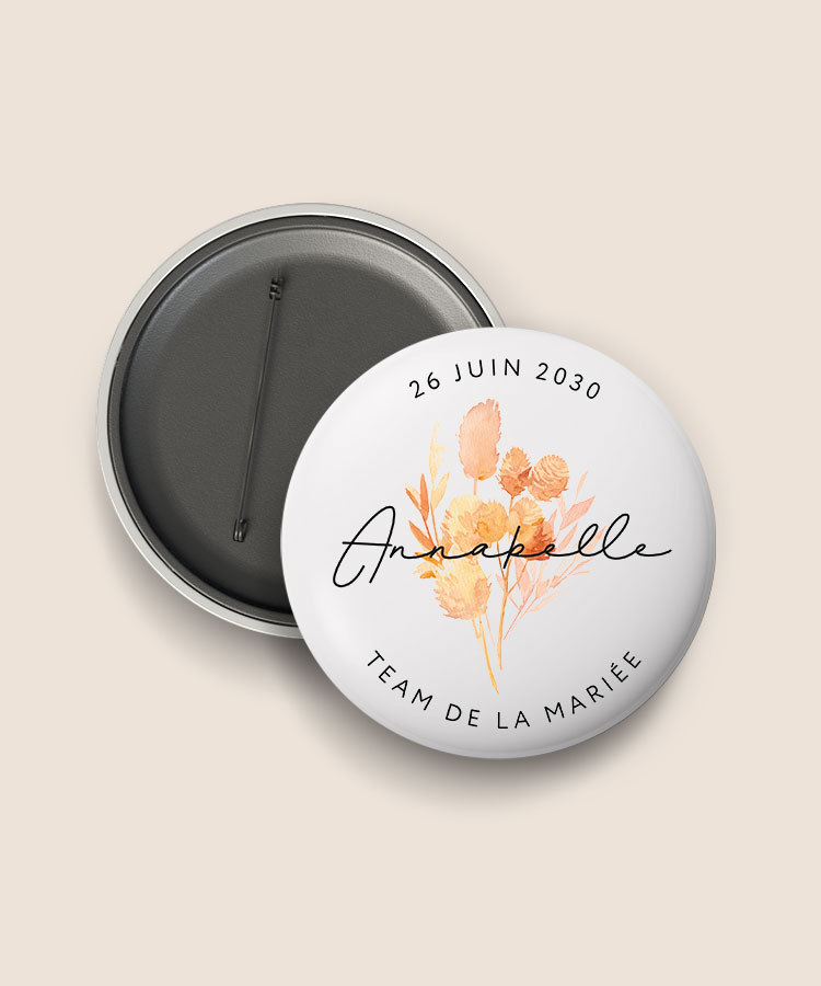 Bagde evjf personnalisé Fleurs séchées
