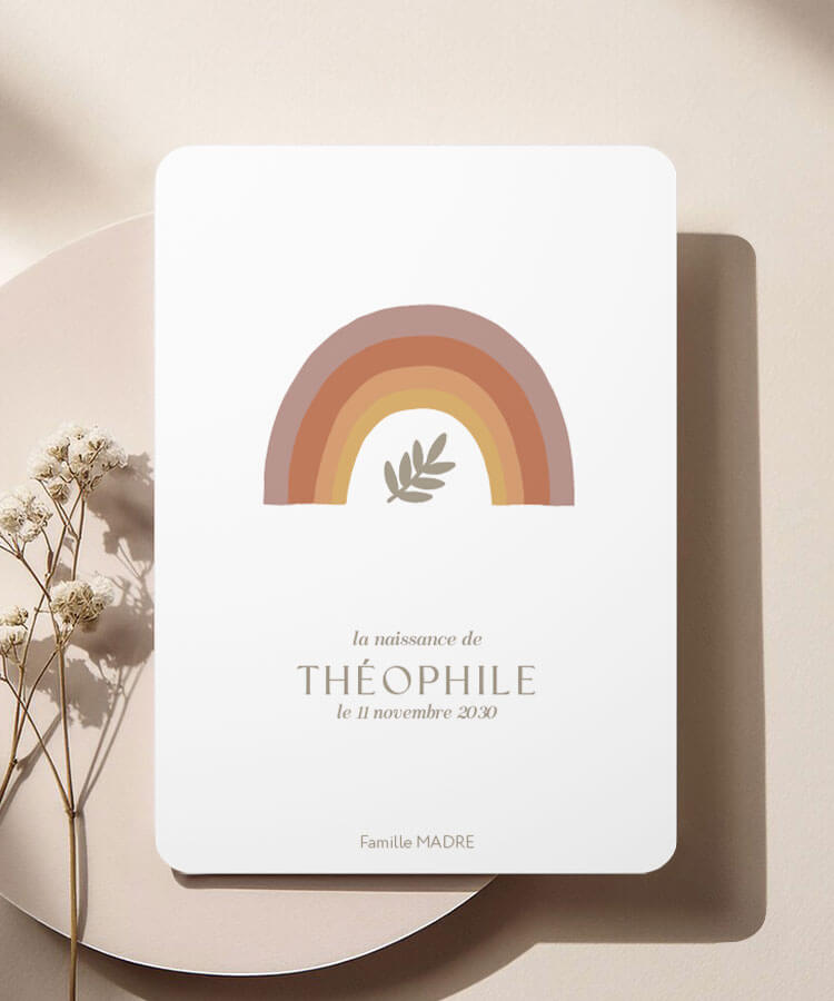 Faire-part de naissance arc en ciel