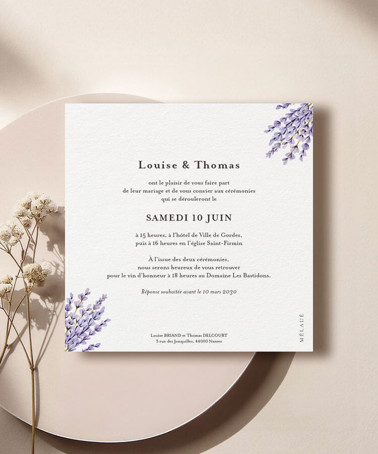 Faire-part mariage Lavande