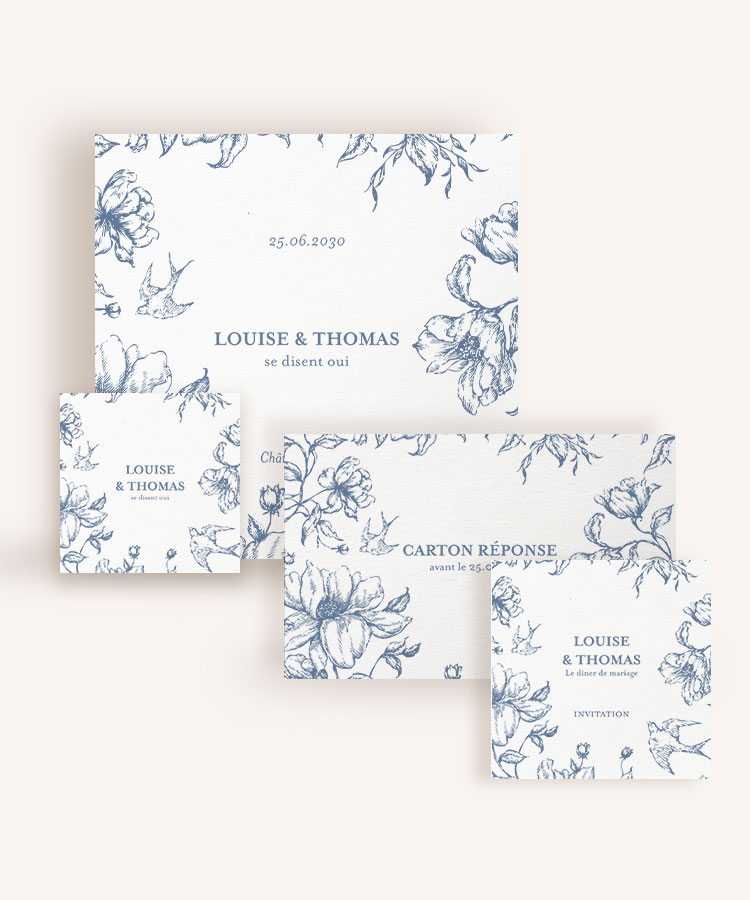 Faire-part mariage mariage Toile de jouy