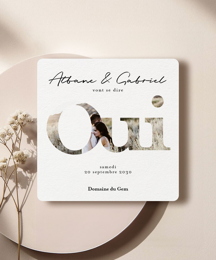 Faire part de mariage oui photo