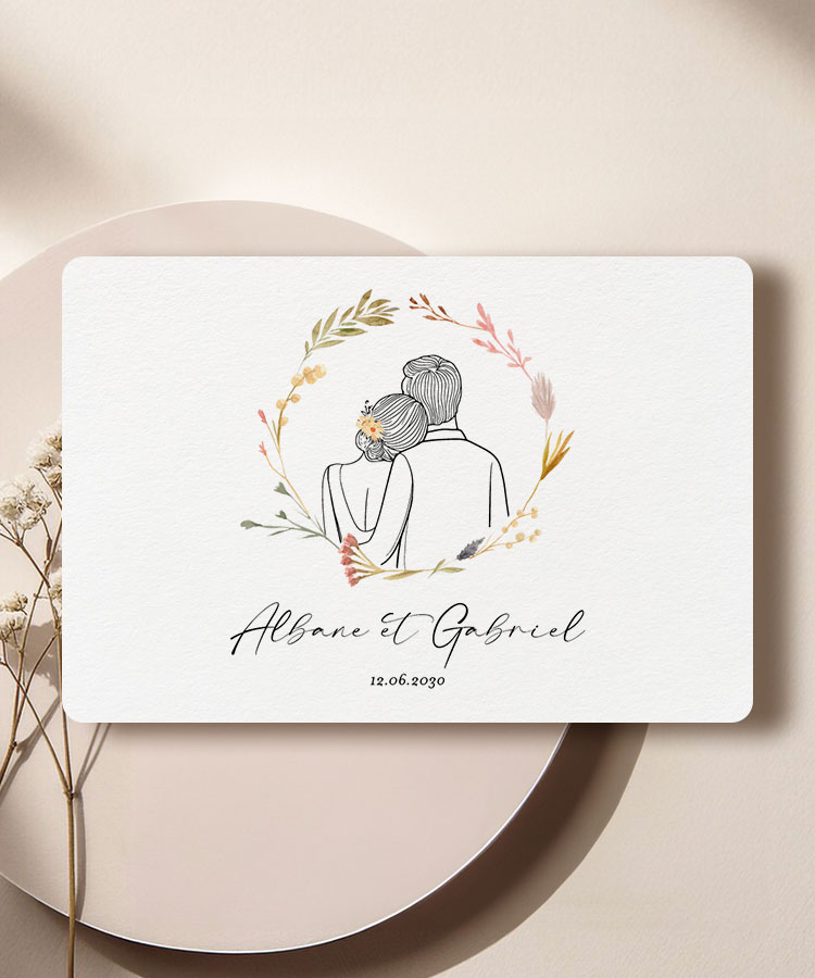 Faire-part mariage couple illustration