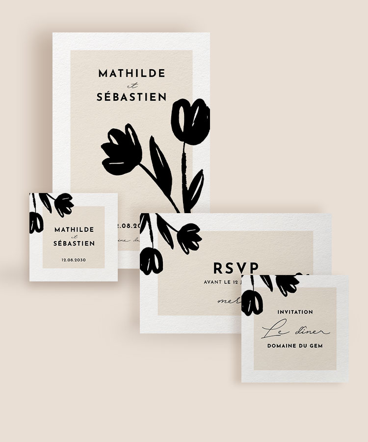 Faire-part mariage Noir et Élégance