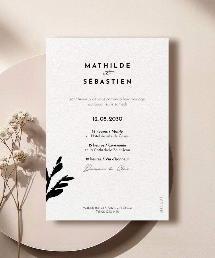 Faire-part mariage Noir et Élégance