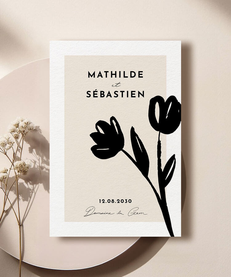 Faire-part mariage Noir et Élégance