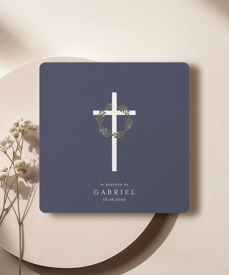 Faire-part de baptême avec croix