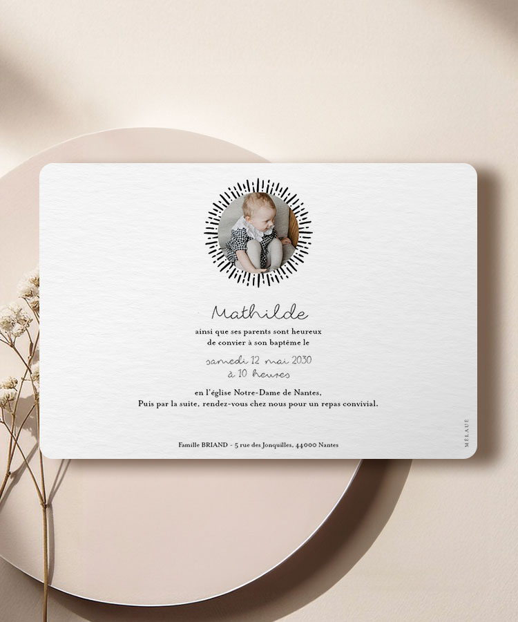 Faire-part baptême kraft