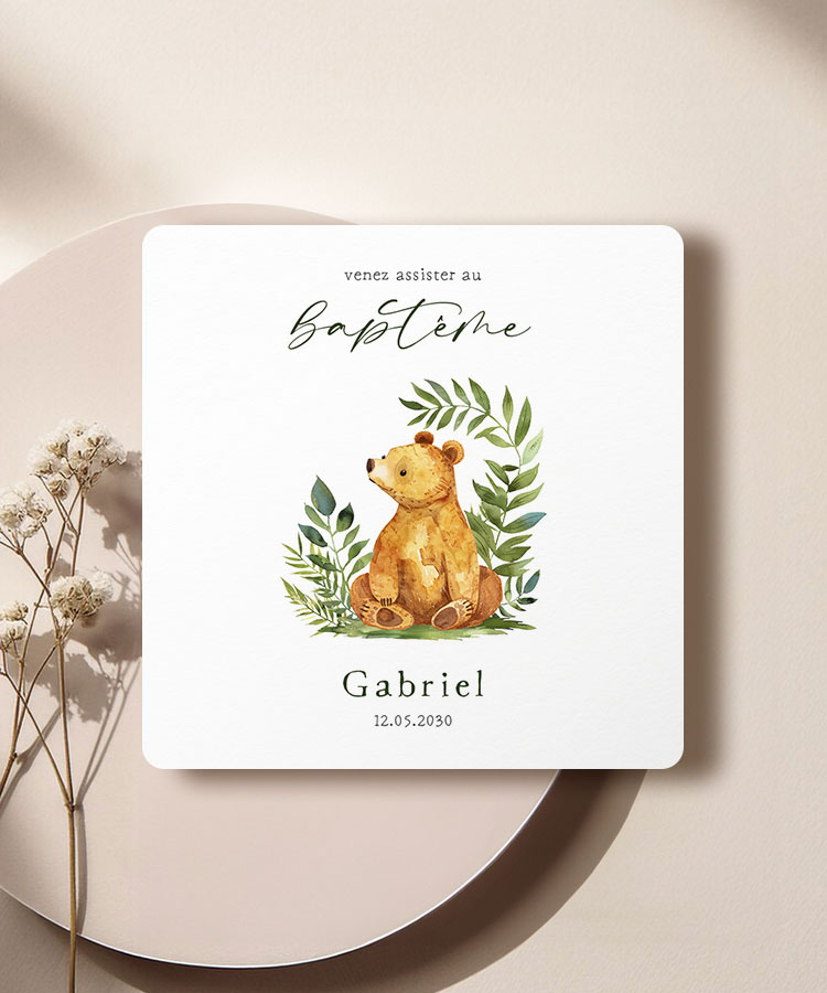 Faire part de baptême ours