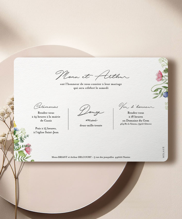 Faire-part mariage floral