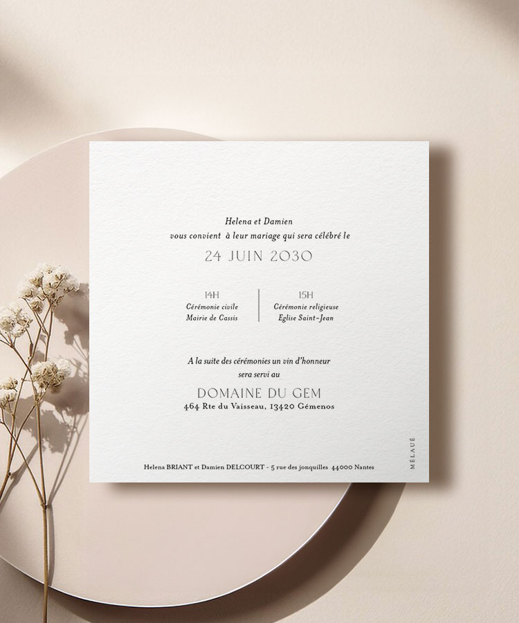 Faire-part mariage ornement bleu