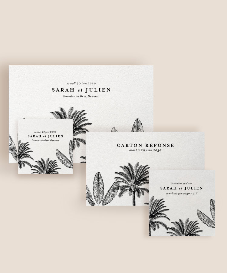 Faire-part mariage palmier