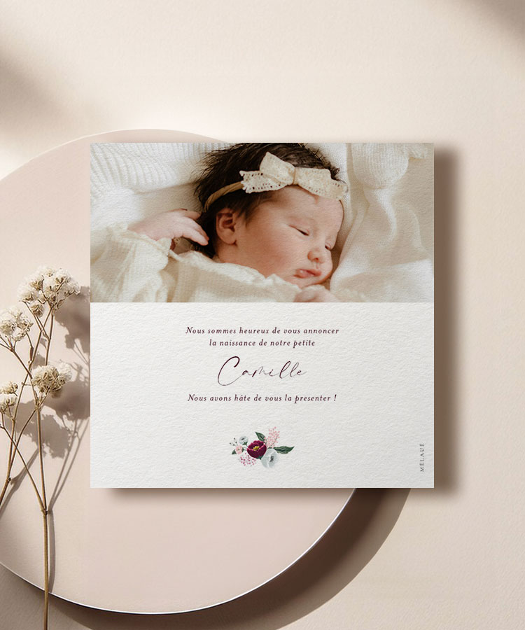 Faire-part naissance floral