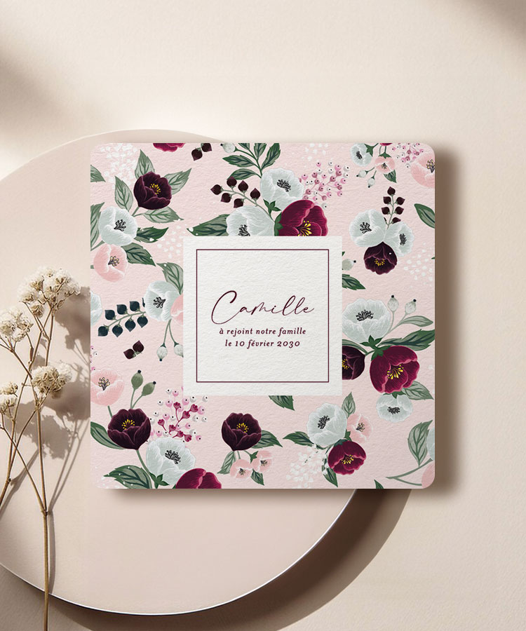 Faire-part naissance floral