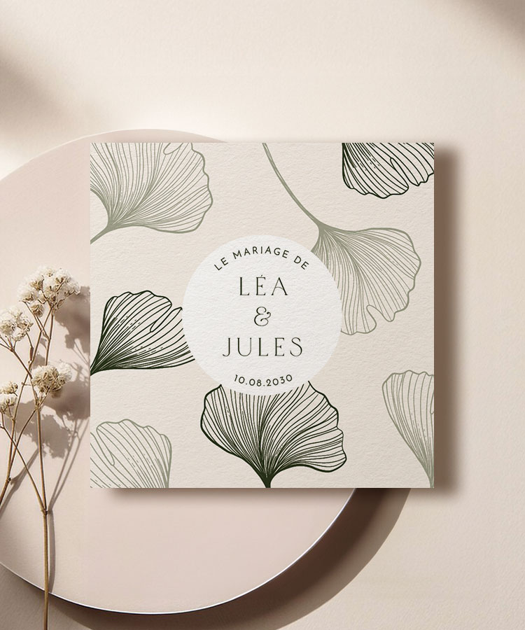 Faire-part de mariage Ginkgo élégant