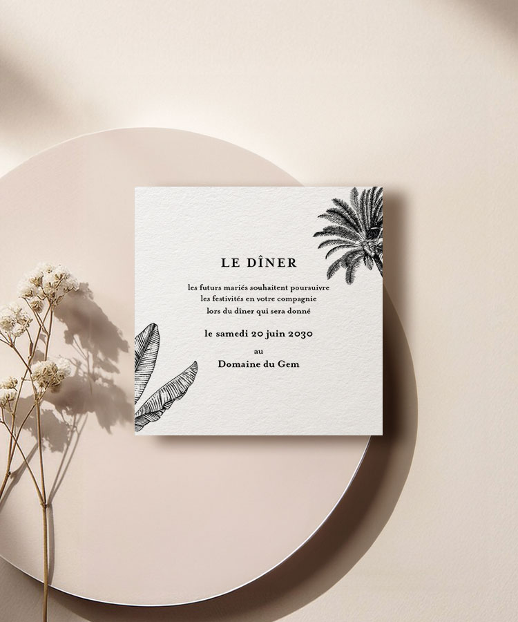 Carton invitation Palmier